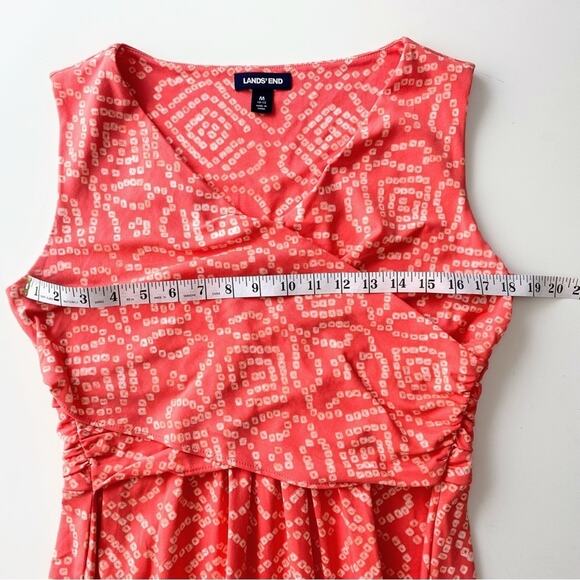 Lands' End Surplice Midi Sleeveless Dress - Coral/White Medium (10/12) - Picture 4 of 8